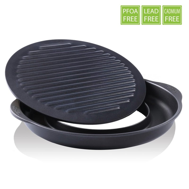 TECHEF - TRUE GRILL PAN - Stovetop Nonstick Indoor/Outdoor Smokeless BBQ Grill Set, including a Grill Plate and Alumium Drip Tray - Image 5